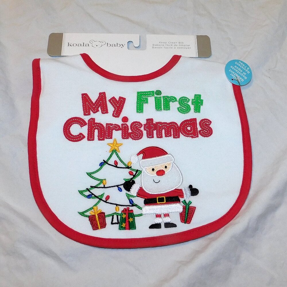 Baby First Christmas Bib Santa Claus Unisex Boy Girl Xmas Presents NEW